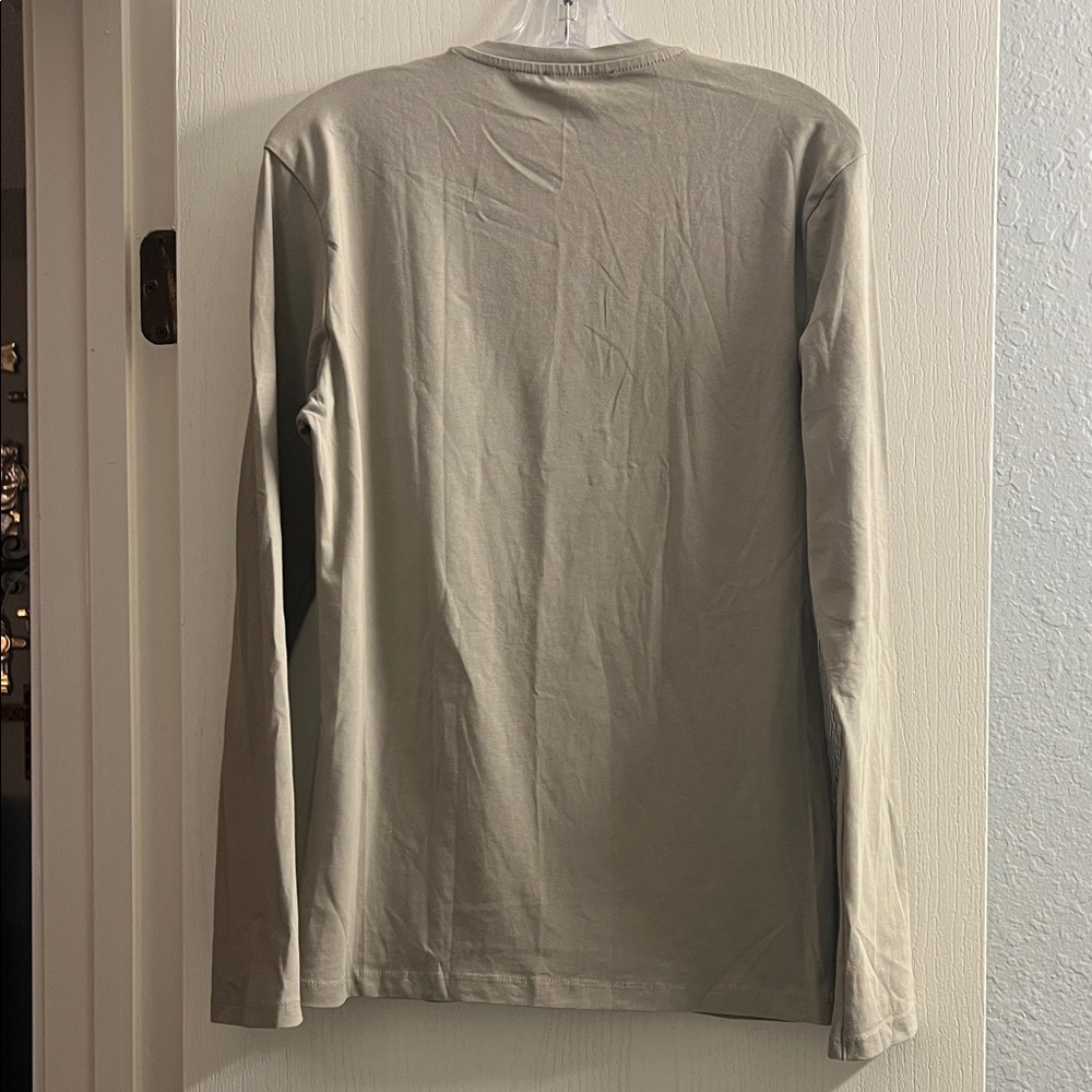Zara Long Sleeve Crewneck Shirt in Taupe Green - Picture 3 of 3